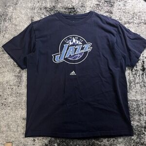 Vintage Utah Jazz Tee Shirt Men's Size Large Navy Blue Short Sleeve
